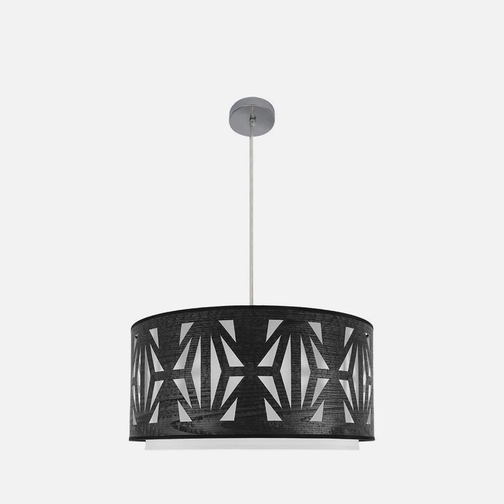 Colgante Katerina 3xe27 Cromo/madera Negra Regx60x60 cm