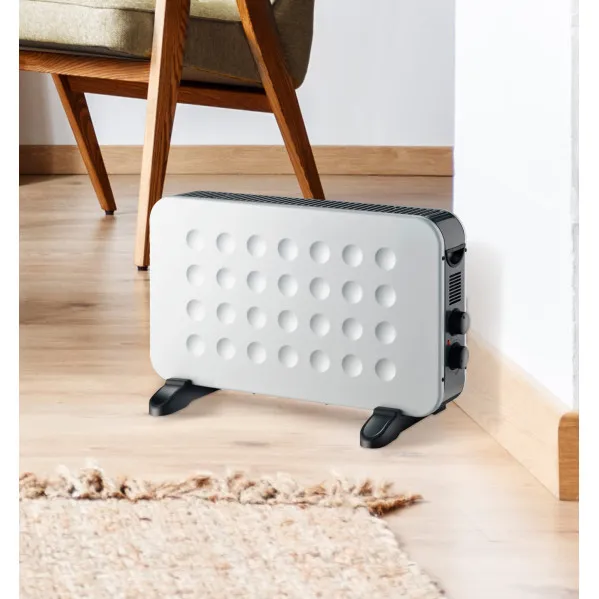 Convector heater Home 2000w White/black 2 powers Dimmable therm. Overheat prot.,Turbo 38x61x22cm