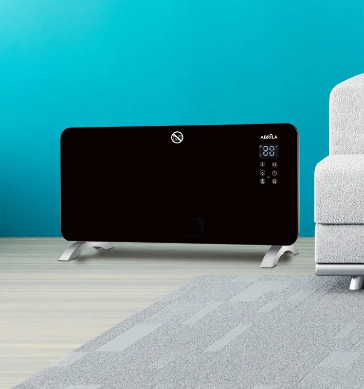 Emisor Termico Cristal Gaban 2000w Negro Control Wifi 2potencias Temporiz.mural/portat.38x92x6,68 Cm