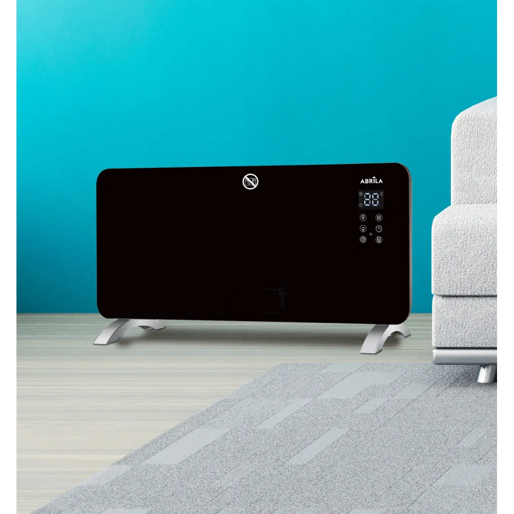 Emisor Termico Cristal Gaban 2000w Negro Control Wifi 2potencias Temporiz.mural/portat.38x92x6,68 Cm