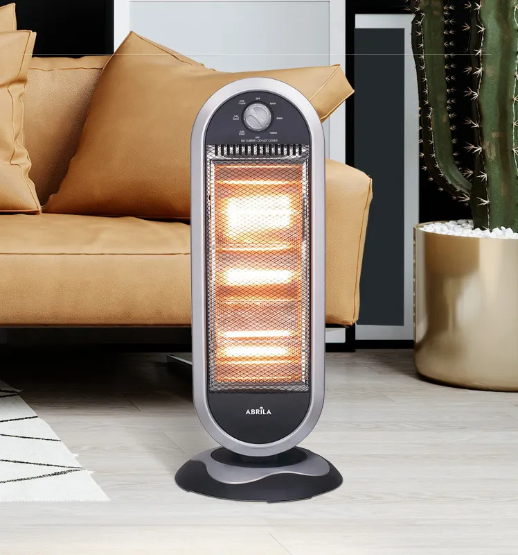 Estufa Elect.candente 1200w  Negro/plata 3potencias Oscilante 3elememtos Asa Y Antivuelco 70x30x30cm