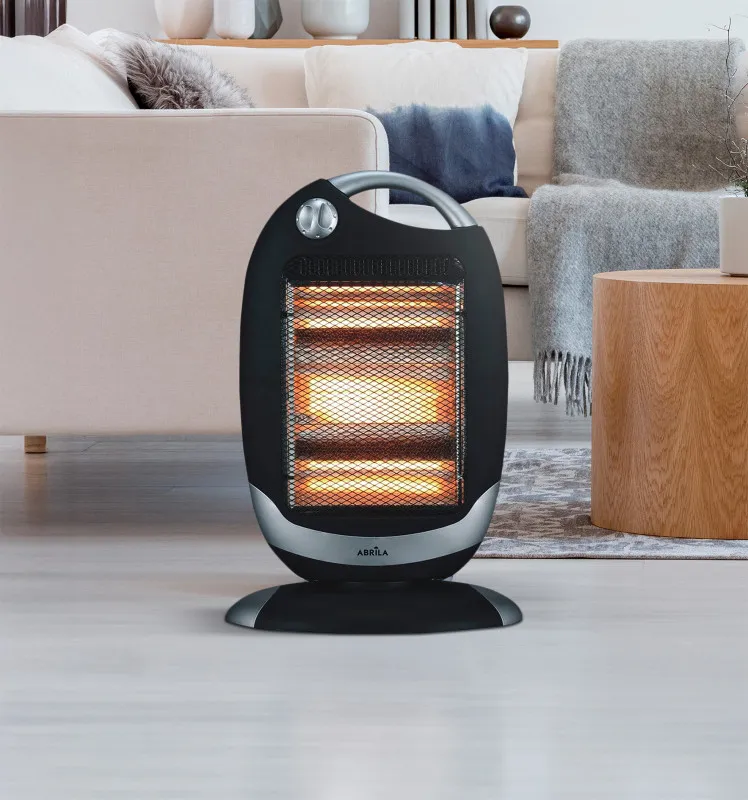 Estufa Elect.candente 1200w Negro/plata 3potencias Oscilante 3elementos,asa Y Antivuelco 52x33x25cm