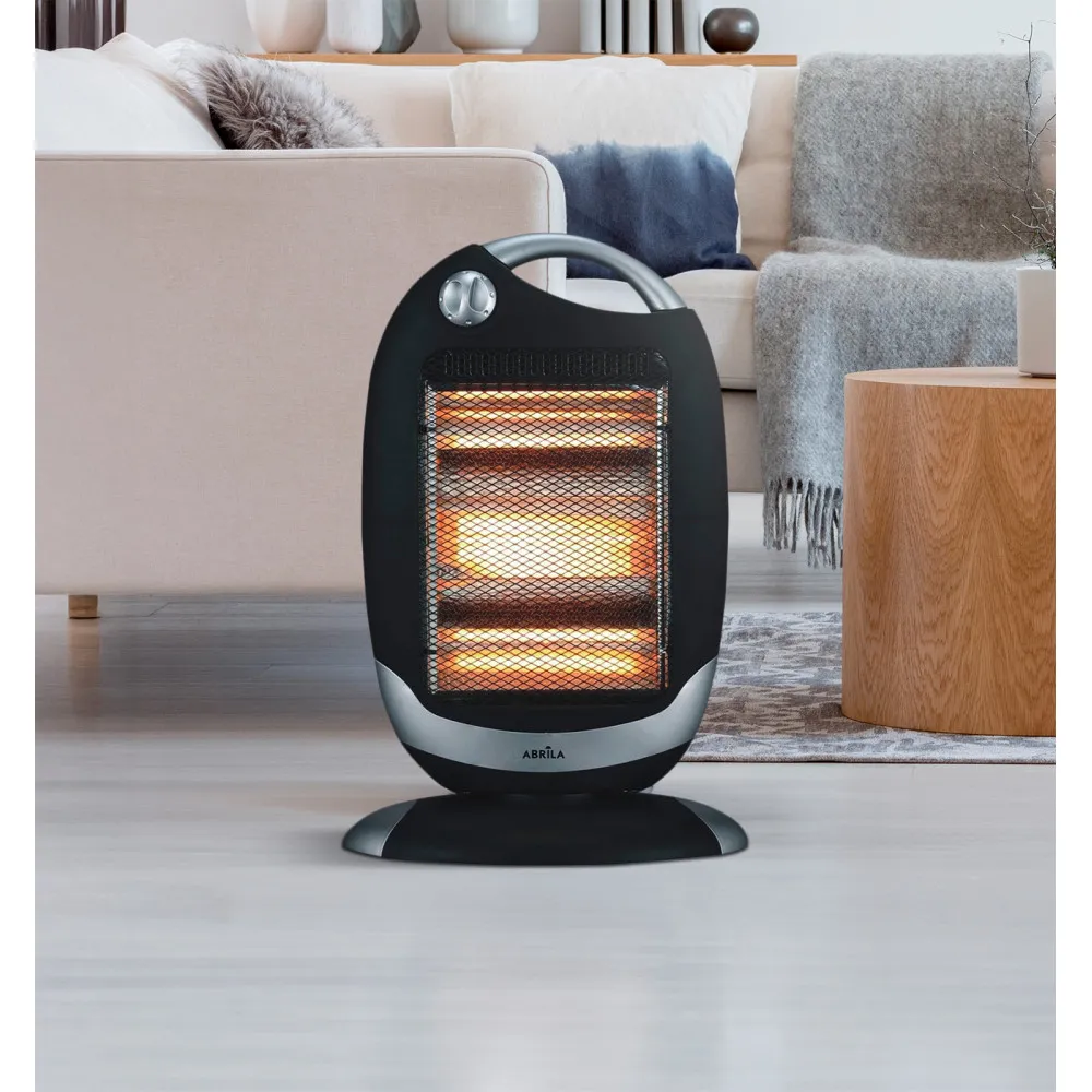 Estufa Elect.candente 1200w Negro/plata 3potencias Oscilante 3elementos,asa Y Antivuelco 52x33x25cm