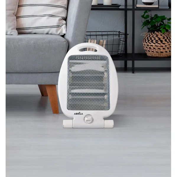 Estufa Elect.de Cuarzo Igneo 800w Blanco 2potencias Portatil C/asa 2elementos Antivuelco 37,5x23,5x16cm