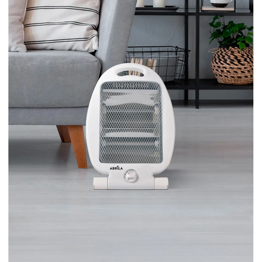 Estufa Elect.de Cuarzo Igneo 800w Blanco 2potencias Portatil C/asa 2elementos Antivuelco 37,5x23,5x16cm