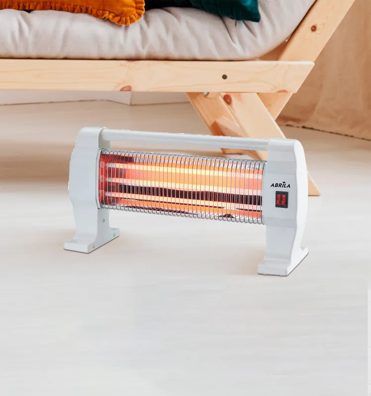 Estufa Elect.de Cuarzo Igneo 1200w Blanco 3potencias 3elementos Portatil Antivuelco 26x50x12 Cm