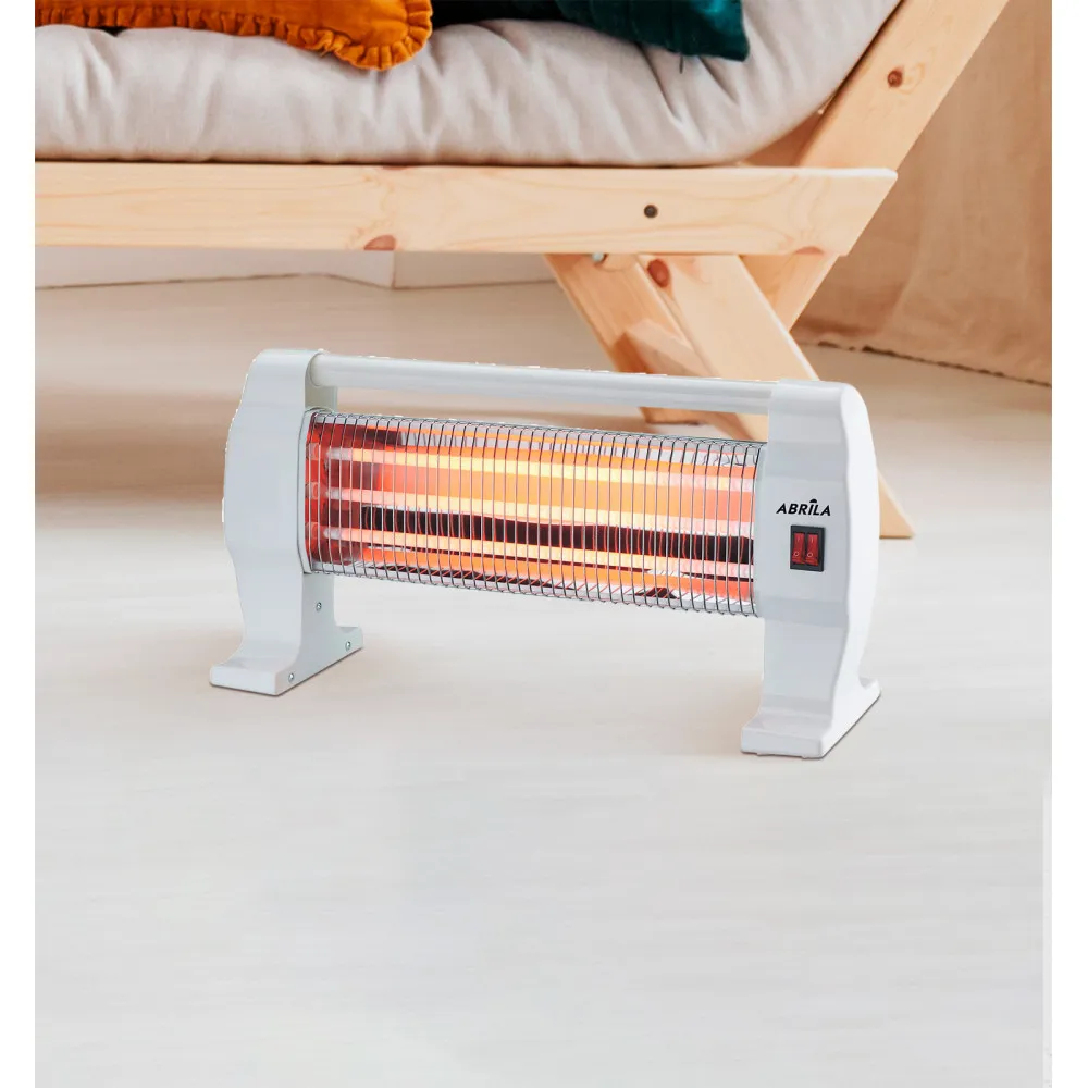 Estufa Elect.de Cuarzo Igneo 1200w Blanco 3potencias 3elementos Portatil Antivuelco 26x50x12 Cm
