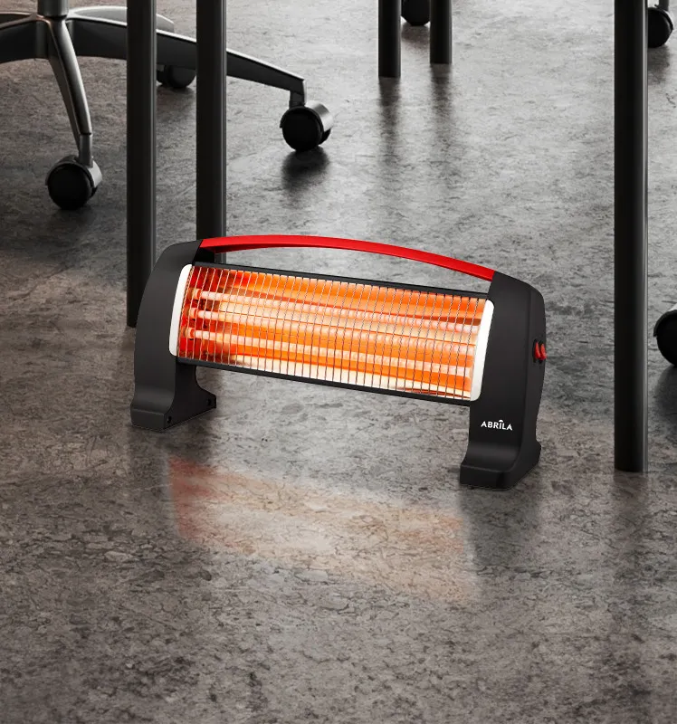 Estufa Electrica Cuarzo Edipo 1200w Negro/rojo 3potencias Antivuelco 24x50x13 Cm