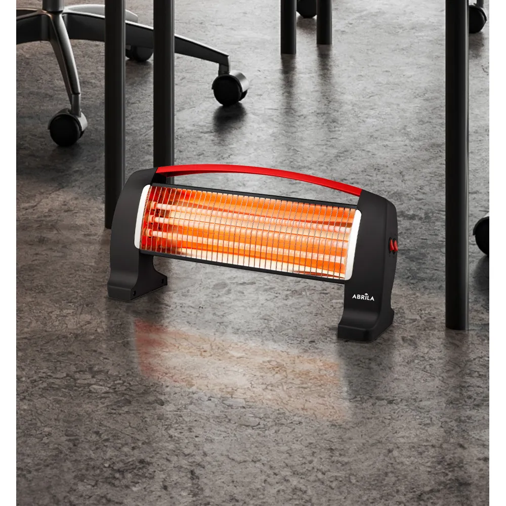 Estufa Electrica Cuarzo Edipo 1200w Negro/rojo 3potencias Antivuelco 24x50x13 Cm