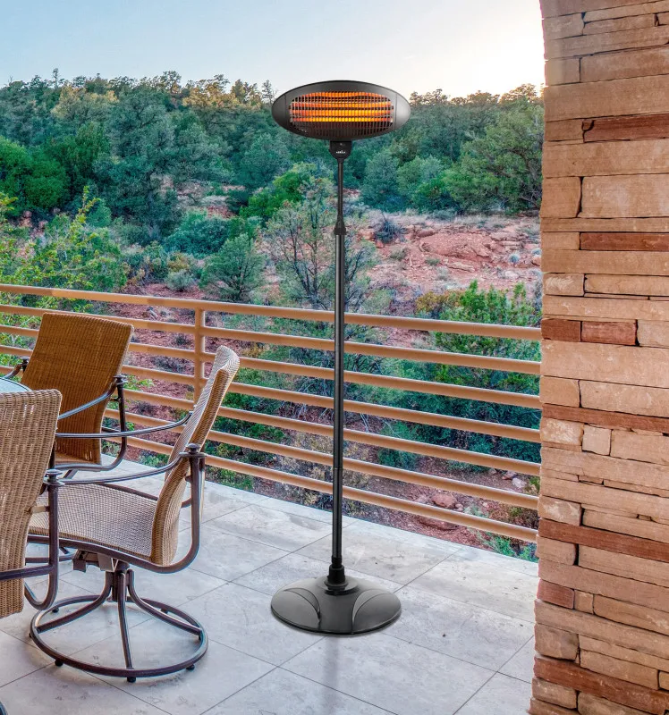 Calefactor Exterior Cuarzo Austral 2000w Negro C/pie 3elem.3pot.ip34 Orientable y giro 360º Regx50,5x50 Cm