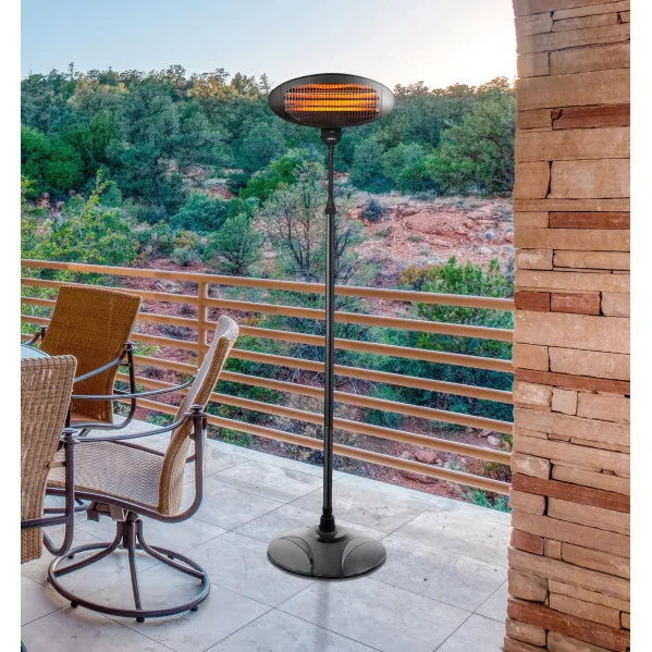 Calefactor Exterior Cuarzo Austral 2000w Negro C/pie 3elem.3pot.ip34 Orientable y giro 360º Regx50,5x50 Cm