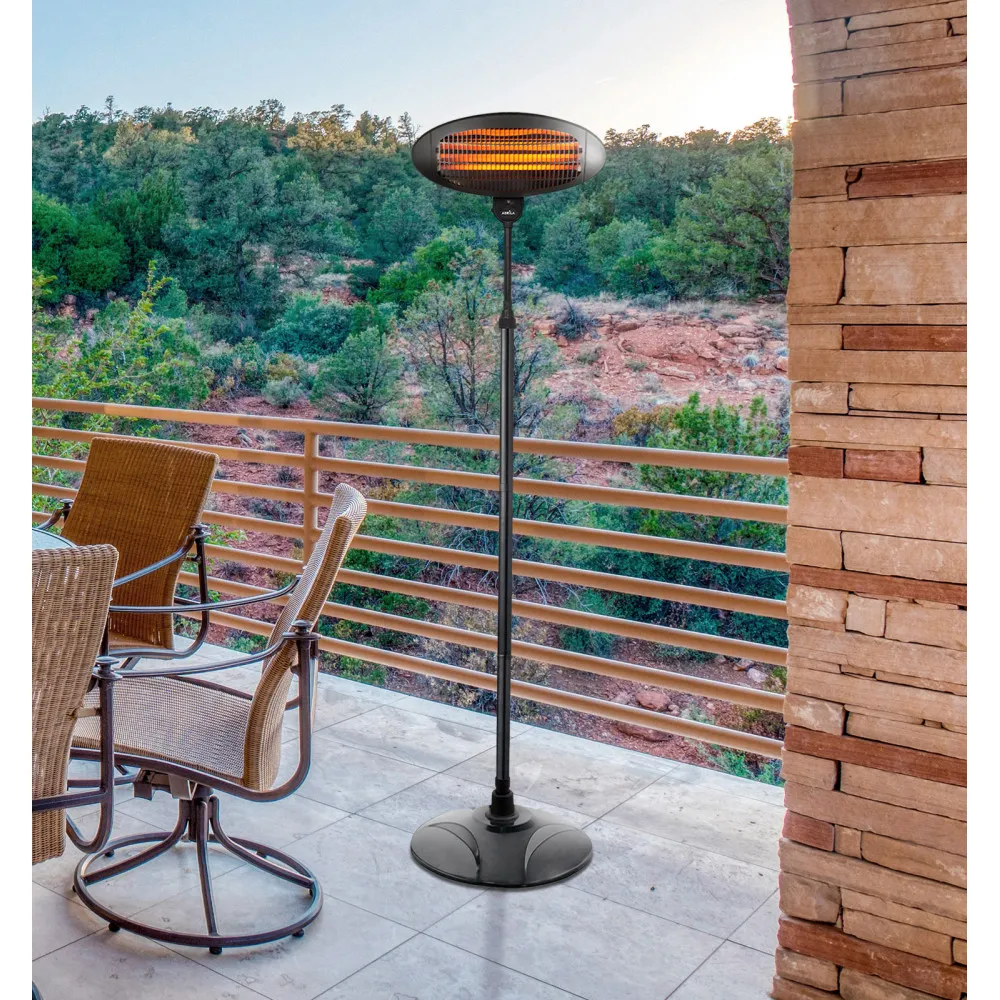 Calefactor Exterior Cuarzo Austral 2000w Negro C/pie 3elem.3pot.ip34 Orientable y giro 360º Regx50,5x50 Cm