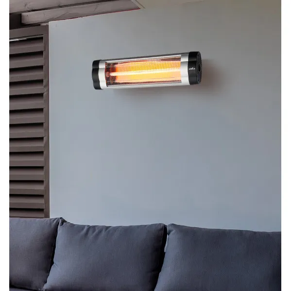 Heater Outdoor Quartz Austral 1500w Black/chrome Infrared Foot/wall Termost.reg.20x61x8,5cm