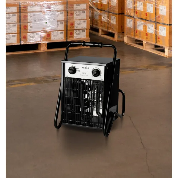 Fan heater Industrial Simeon 3000w Black 2 powers Ip24 Therm.reg.44x32x30 Cm
