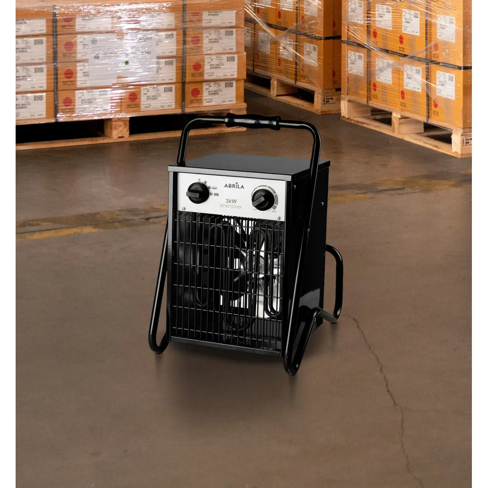 Termoventilador Industrial Simeon 3000w Negro 2potencias Ip24 Termost.reg.44x32x30 Cm