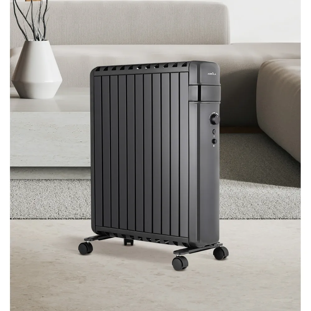 Radiador Aceite Polonia 2500w Negro Aletas Cerradas 11elementos 3potencias Antivuelco Protec.segurid.63,5x52,5x24,5cm