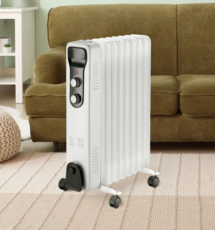 Radiador Aceite Brasilia 2000w 9elementos Blanco/negro 3potencias Antivuelco Termostato Reg.seguridad Asa 59,5x40,5x24cm