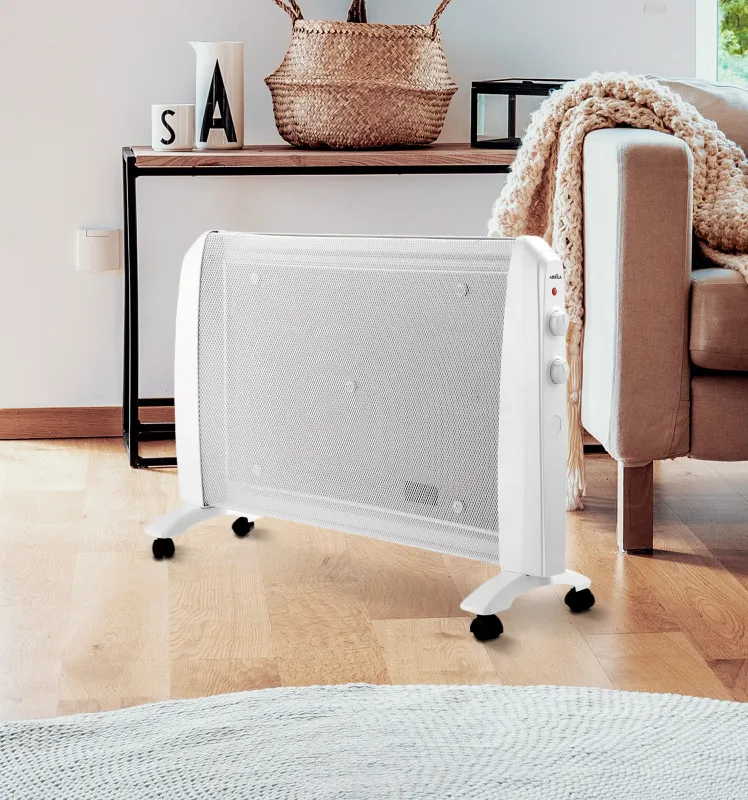 Radiador De Mica Abrigo 2000w 1elemento Blanco 2potencias  Antivuelco,ruedas,termostato Reg.54x79x27cm