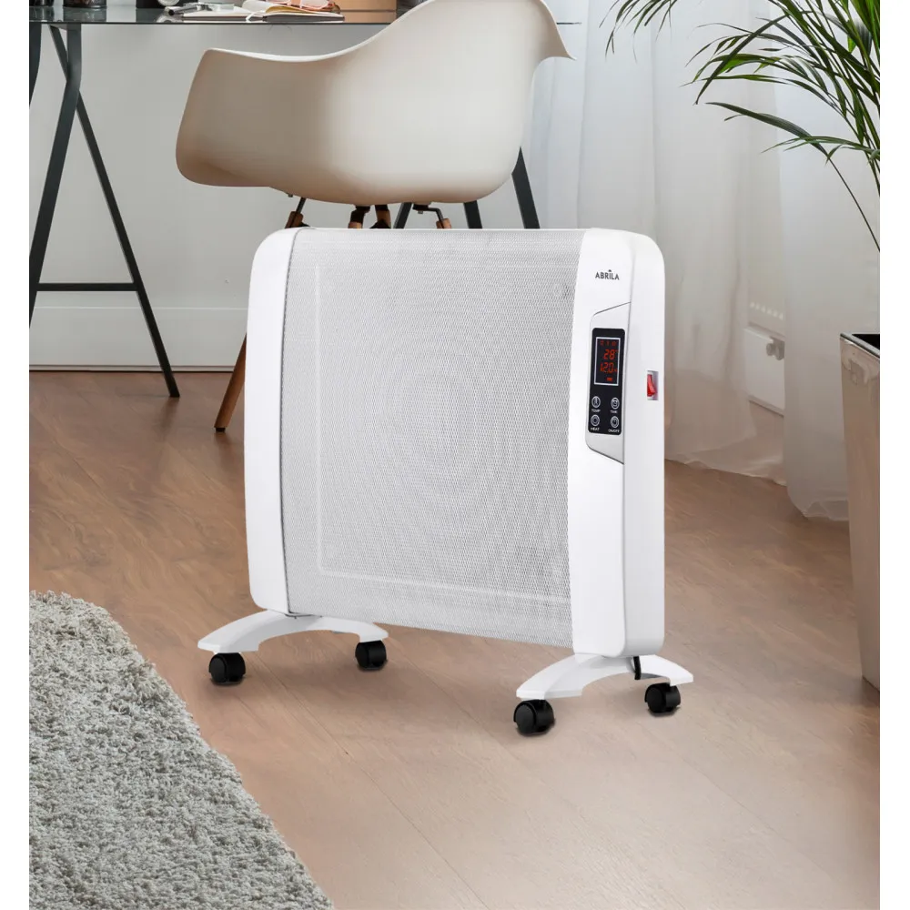Radiador De Mica Abrigo 2000w 1elemento Blanco C/remoto Temporizador Display Termostato Reg.54x82,5x27cm