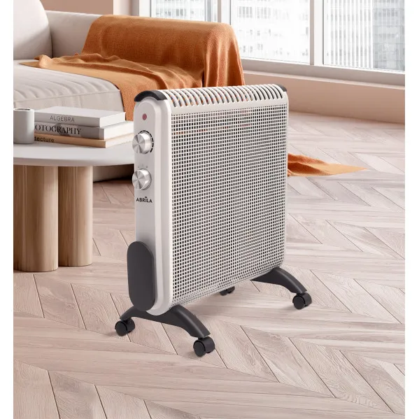 Radiador De Mica Condor 2000w 2elementos Blanco/gris 2potencias,antivuelco,termostato,c/ruedas Y Asa 52x46x25cm