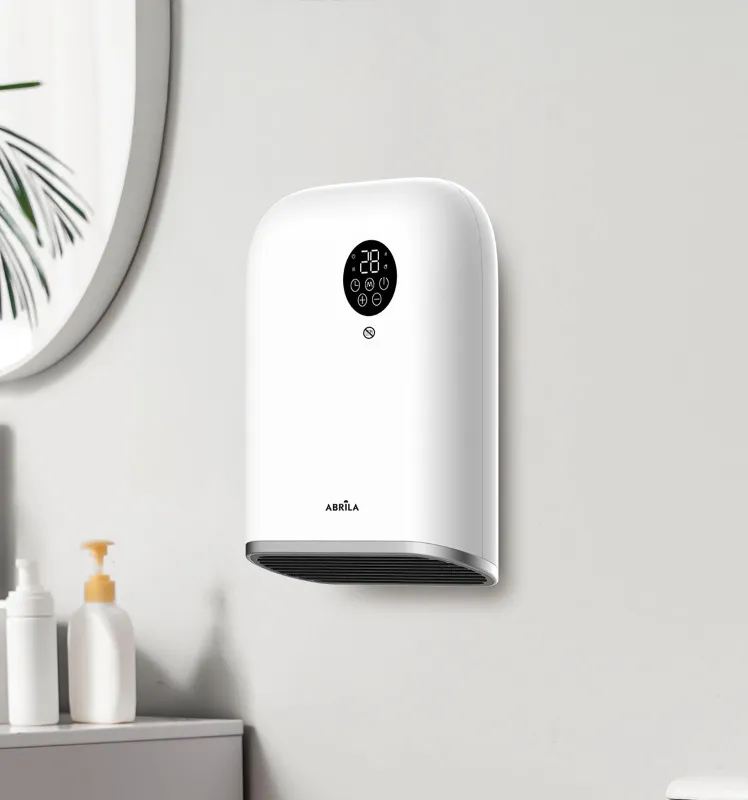 Termoventilador Pared Baño Andorra 2000w Blanco/negro  3funciones Display C/remoto Ip24 32,5x25x11,3 Cm