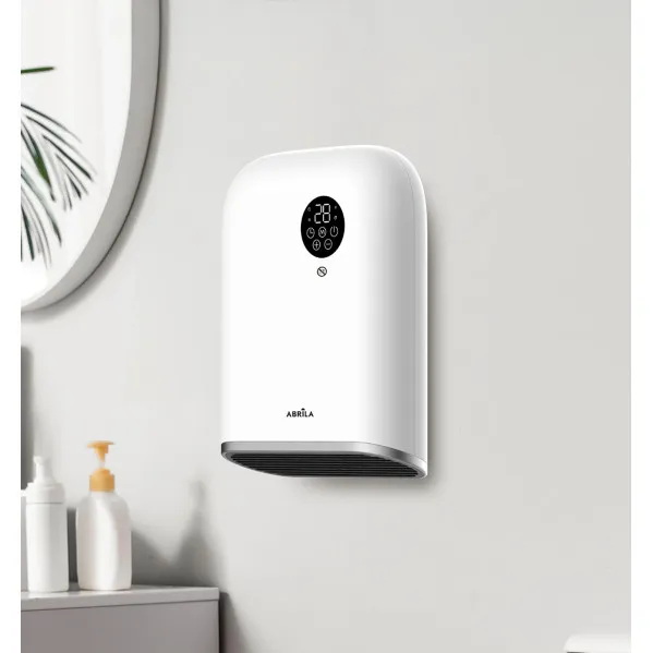 Termoventilador Pared Baño Andorra 2000w Blanco/negro  3funciones Display C/remoto Ip24 32,5x25x11,3 Cm