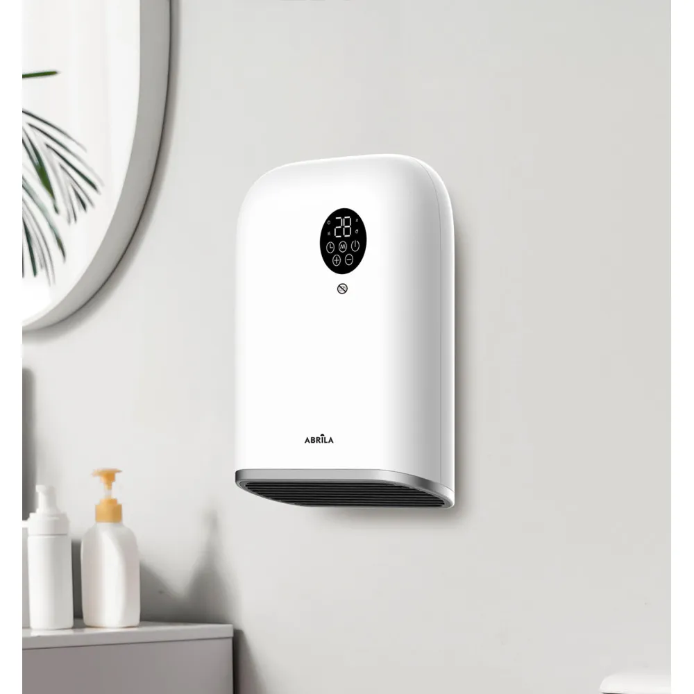 Termoventilador Pared Baño Andorra 2000w Blanco/negro  3funciones Display C/remoto Ip24 32,5x25x11,3 Cm