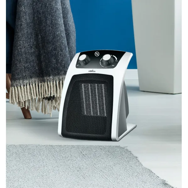 Fan Heater Ceramic 2000w White/Black Fan/Heat 2 Powers 3 Functions Therm.reg. Tip-over Protection 23x19x17 Cm