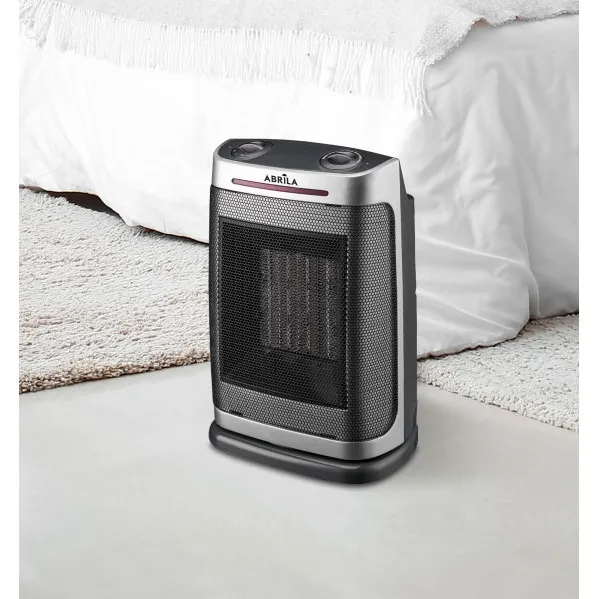 Termoventilador Ceramico PTC Fogon 1500w Plata 2potencias 3funciones Termost. Regu. Seguridad, Antivuelco 29x19x14,5cm