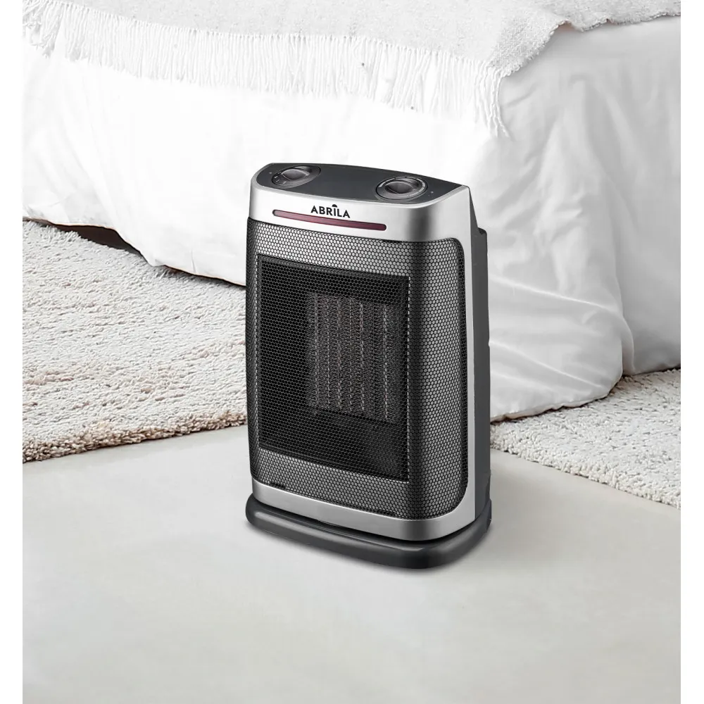 Termoventilador Ceramico PTC Fogon 1500w Plata 2potencias 3funciones Termost. Regu. Seguridad, Antivuelco 29x19x14,5cm