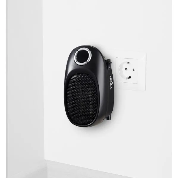 Mini Fan heater Ceramic Malasia 500w Black Adjustable temperature, timer Safety Display 16x9x12cm