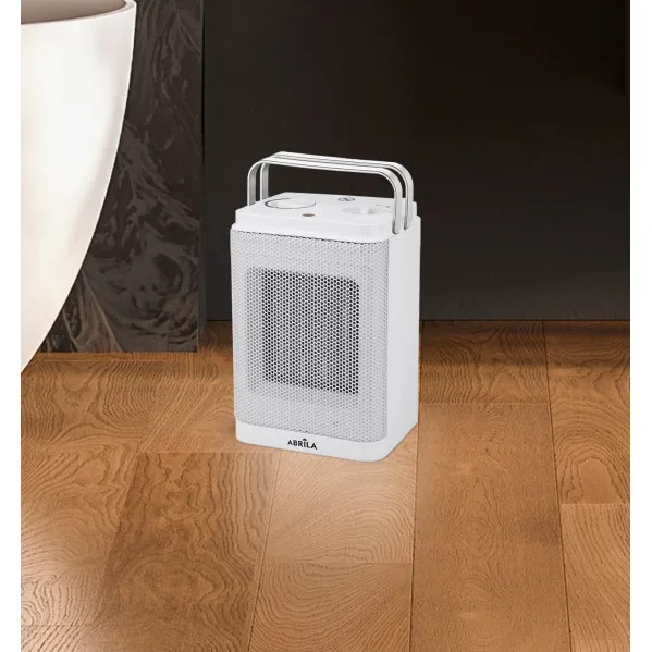Fan Heater Ceramic Bribon 1500w White 2 power levels 3 functions Thermostat reg. Tip-over protection Carry handle 22,3x15x12,4cm