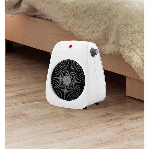 Fan Heater Electric Style 2000w White 2 Powers 3 Functions Therm.reg. Tip-over Protection And Carry Handle 26,8x21,2x14cm