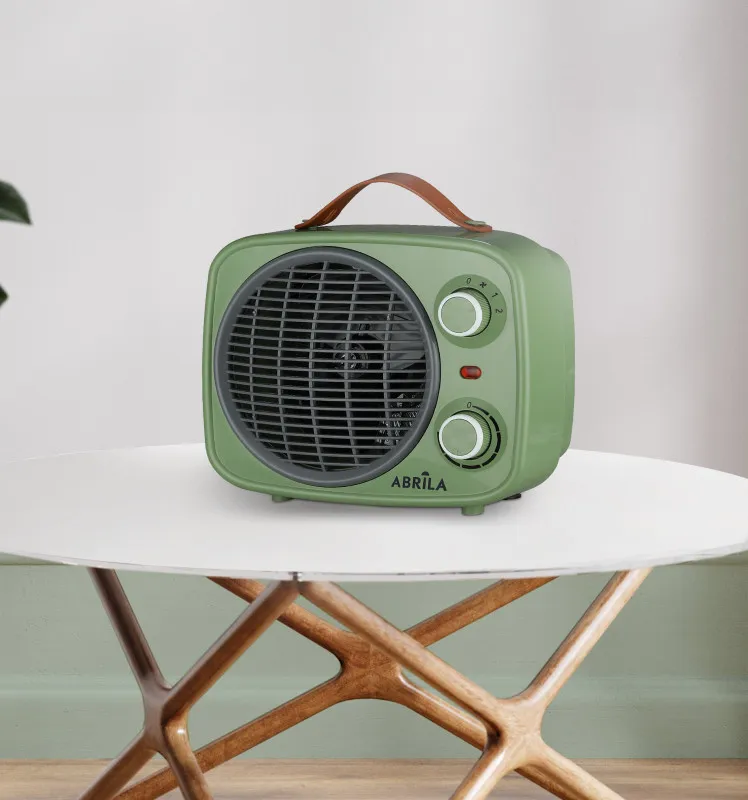 Termoventilador Hoguera 2000w Verde/gris 2potencias 3funciones Termostato Reg.seguro,asa 25,5x25,5x13cm
