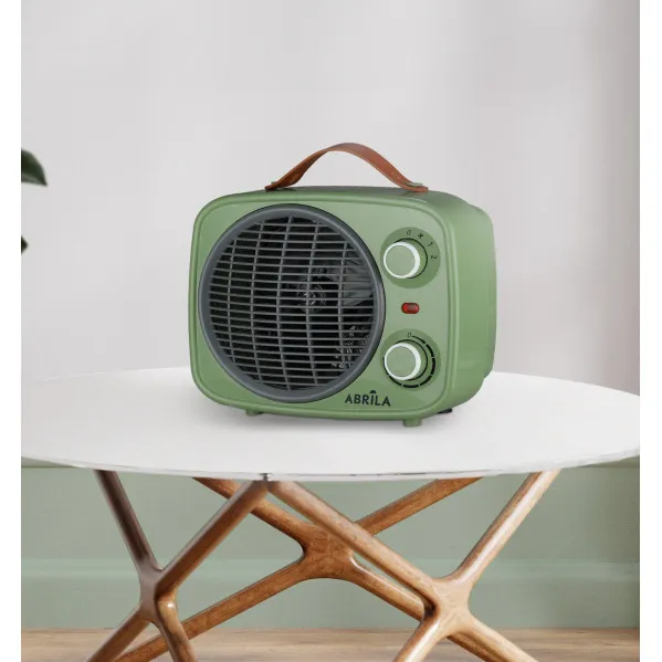 Termoventilador Hoguera 2000w Verde/gris 2potencias 3funciones Termostato Reg.seguro,asa 25,5x25,5x13cm
