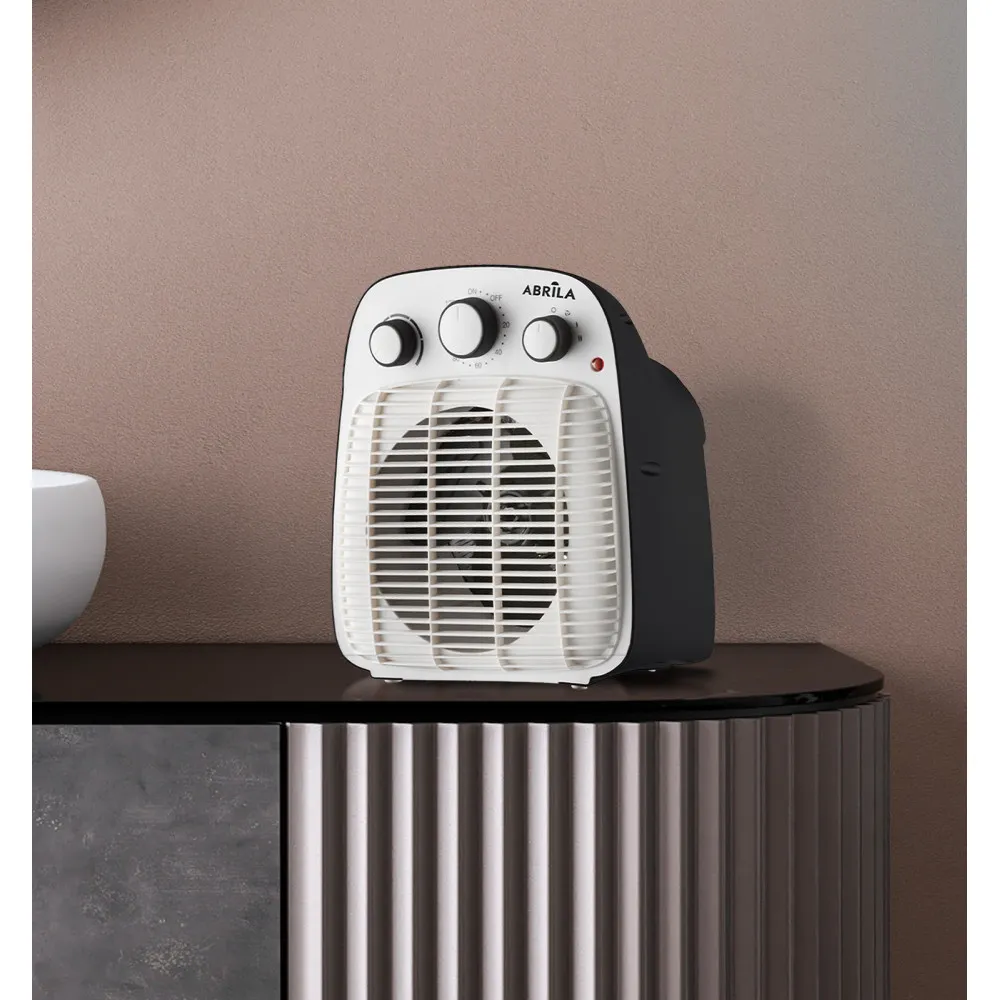 Termoventilador Elect.lesoto 2000w Blanco/negro 2pot.3fun. Temporizador Prot. Sob. Calent. Antivuelco 27x23x15,5 Cm