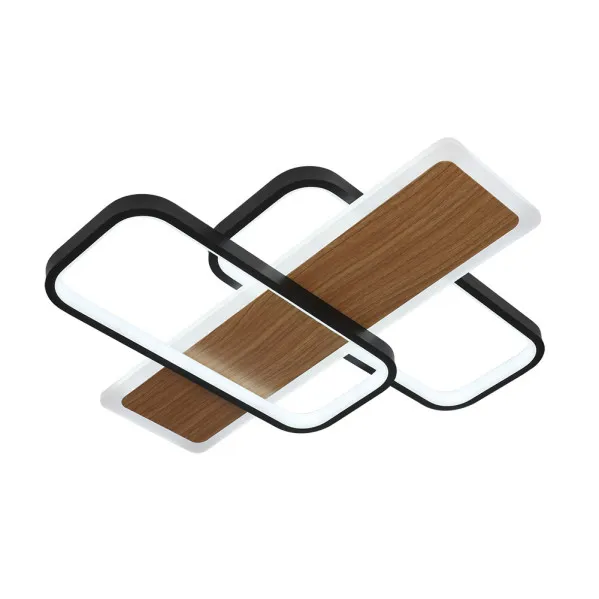 Ceiling light Forqueta 120w 3000-4000-6500k Black/wood 13200  Lm C/remote,memory And Reg.Intensity 6x50,5x49,5cm
