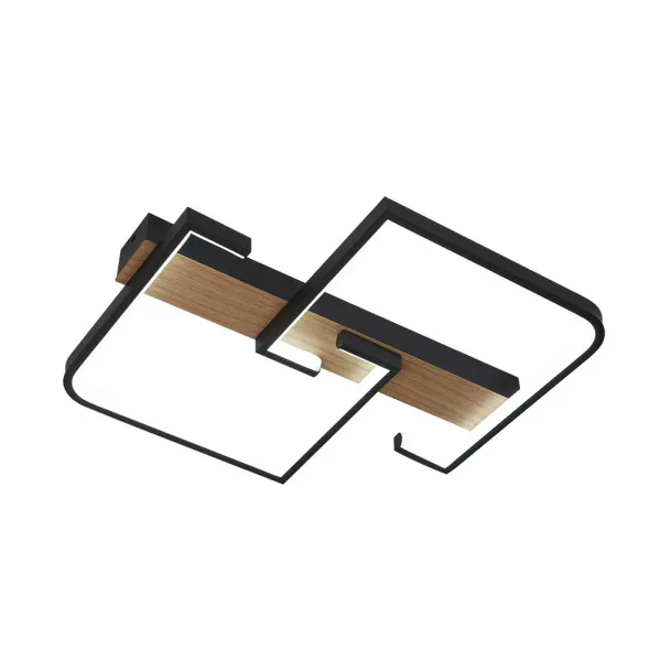 Ceiling light Frondella 76w 3000-4000-6500k Black/wood 8360  Lm C/remote,memory And Reg.Intensity 6x45x38cm