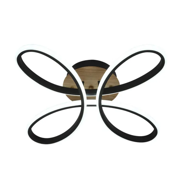 Ceiling light Bandeira 104w 3000-4000-6500k Black/wood 11440  Lm C/remote,memory And Reg.Intensity 12x42,5x42,5cm