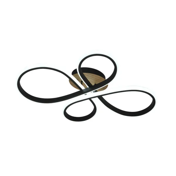 Ceiling light Bandeira 88w 3000-4000-6500k Black/wood 9680  Lm C/remote,memory And Reg.Intensity 12x60x43cm