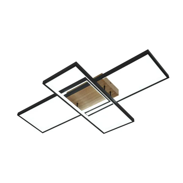 Ceiling light Madaleta 134w 3000-4000-6500k Black/wood 14740 Lm C/remote,memory And Reg.Intensity 9,5x79x49,5cm