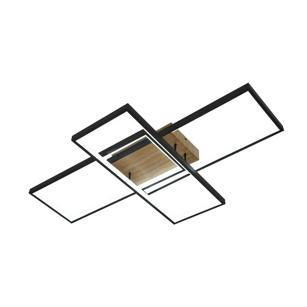 244681349 - Plafon Madaleta 134w 3000-4000-6500k Negro/madera 14740 Lm C/remoto,memoria Y Reg.intensidad 9,5x79x49,5cm