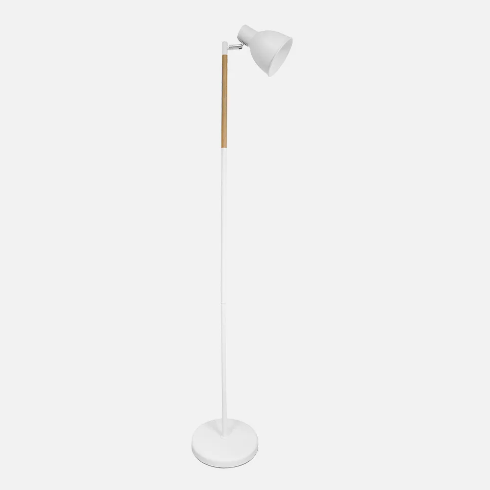 Pie De Salon Afocar 1xe27 Blanco/haya Orientable 140x25x25 Cm