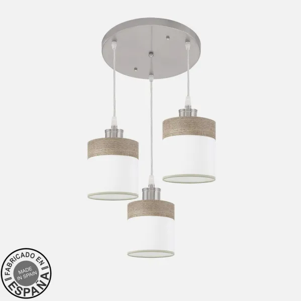 Ceiling light Cloe 3xe27 Nickel/white-wood Grey Regx42x42 cm