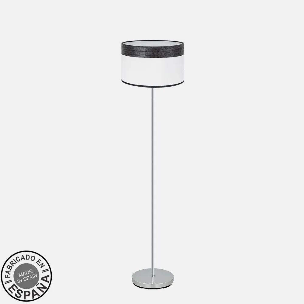 Pie Salon Cloe 1xe27 Cromo/blanca-madera Negra162x40x40  cm