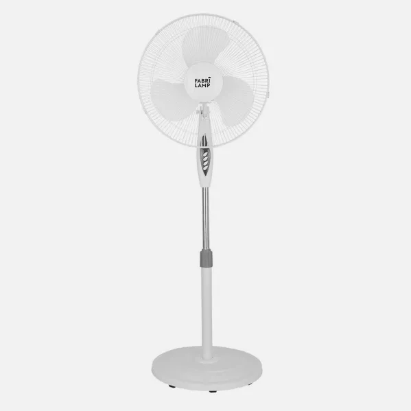 Ventilador De Pie Bise Blanc 3 Vel 45w Regx43x40cm Oscilante 3 Aspas Blancas C/remoto Y Temporizador