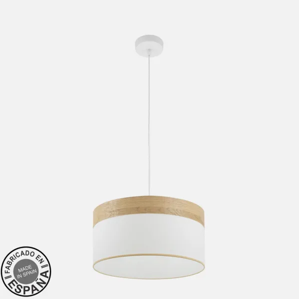 Colgante Cloe 1xe27 Blanco/blanca-madera Clara Regx40x40 cm