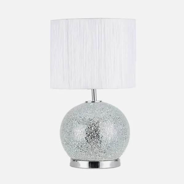 Sobremesa Cristal Secoya 1xe27+LED 5W 4000K 2 Encend.indep  50x30x30 Cm Mosaico Espejo/cromo  C/pant Blanca 