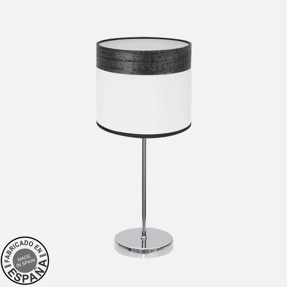 Sobremesa Cloe 1xe14 Cromo/blanca-madera Negra 42X18X18 CM