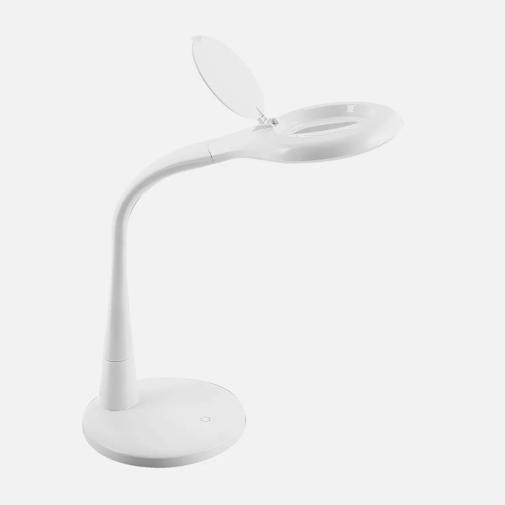 Flexo Plath Blanco 8w 595lm 5000k C/lupa Reg.inten Flexib Orientab Tactil 43x18x38cm